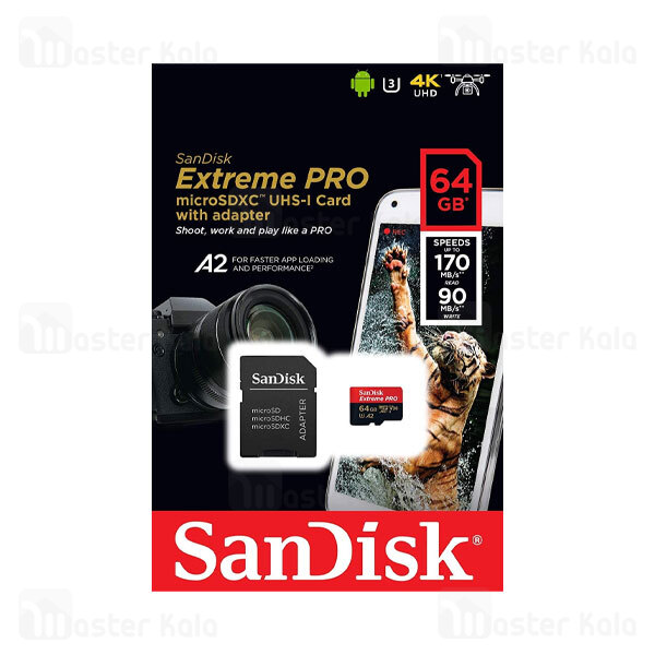 کارت حافظه میکرو اس دی 64 گیگابایت Sandisk Extreme Pro A2 U3 170MB 4K